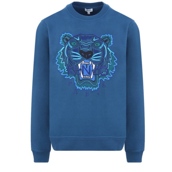 Men's Blue Kenzie Sweater with Embroidered Tiger